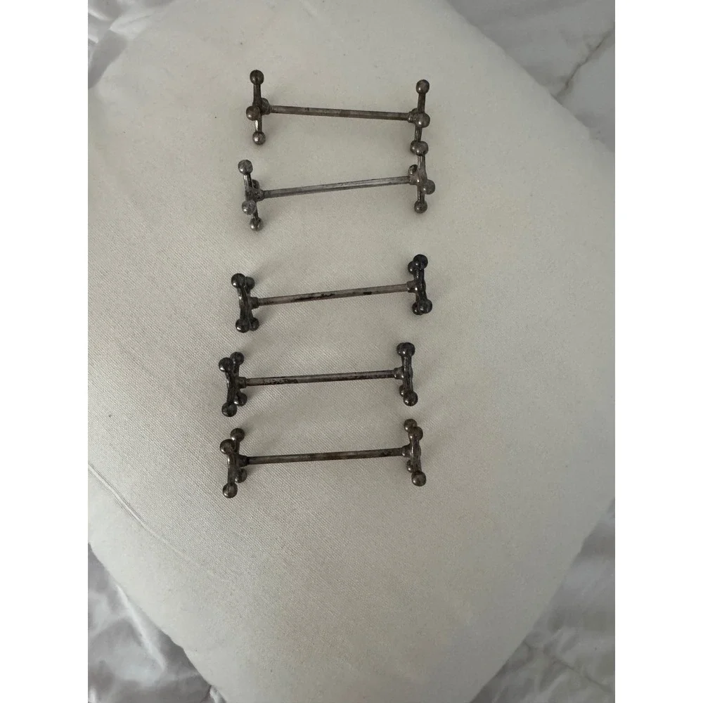 Set of 5 Vintage Silver Plated Jack Style Knife Rests Ball End Dining Decor